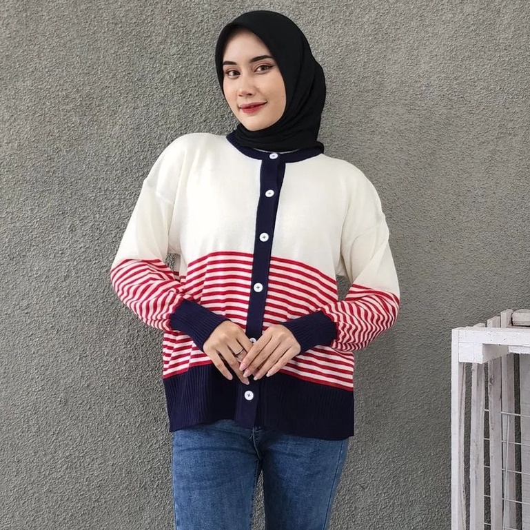 Outwear Enzie Blaster Kancing Cardigan Rajut Cewek Terbaru