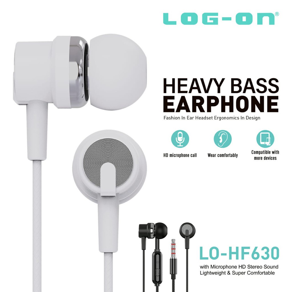HANDSFREE LOG-ON LO-HF630 HEADSET HEAVY BASS EARPHONE LOGON LOHF630