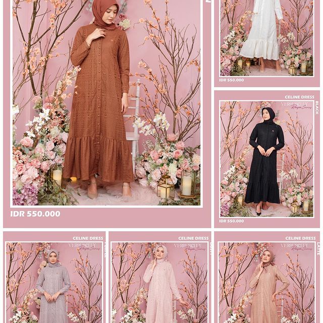 DRESS RAYA SERIES MOTIF CELINE BY VERSUSCITY ORIGINAL-GAMIS LEBARAN TANGAN PANJANG BAHAN ADEM-DRESS 