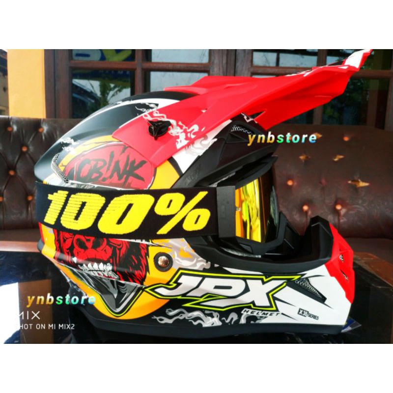 JPX Cross Fox1 Motif X38 OBINK DOFF + Kacamata Google Goggle 100% Persen