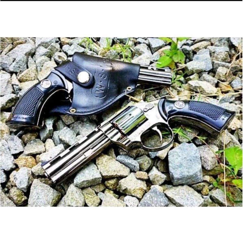 mancis korek api korek gas bara model colt revolver