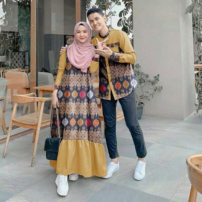 Jual Baju Cauple Batik Pasangan Muslim Pesta Kondangan Trand Modern