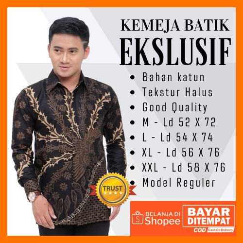 Atasan Batik Pria Kemeja Batik Lengan Panjang Regular size Lengkap M L XL XXL Seragam batik Formal