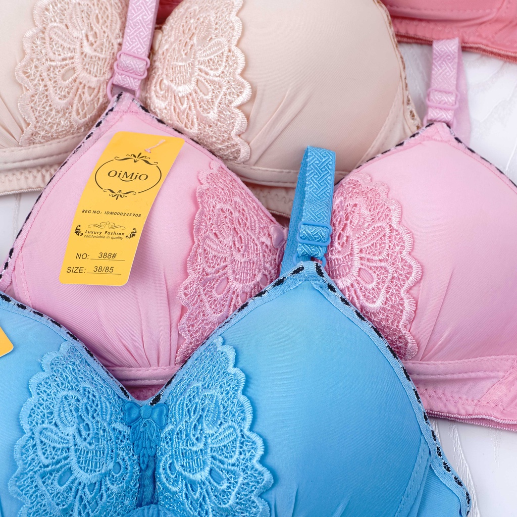 VS - BRA Wanita BH Motif Halus Premium / BH Wanita OIMIO Tanpa Kawat Busa Tebal Kualitas Premium Bordir Kupu AA932