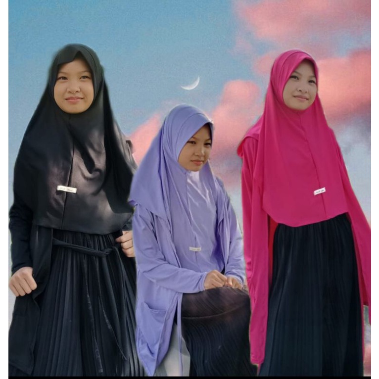 Hijab Cardigan instan Anak praktis tinggal pakai, kerudung instan anak,Baju muslim umur 7 sampai 13 tahun