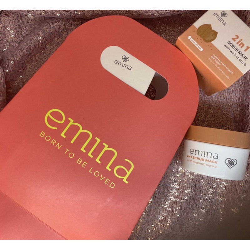 `ღ´ PHINKL `ღ´ ╰☆☆ 𝔢мιℕά ☆☆╮ Emina 2in1 scrub mask dengan ekstrak wallnut  bahan alami scrubbing peeling wajah