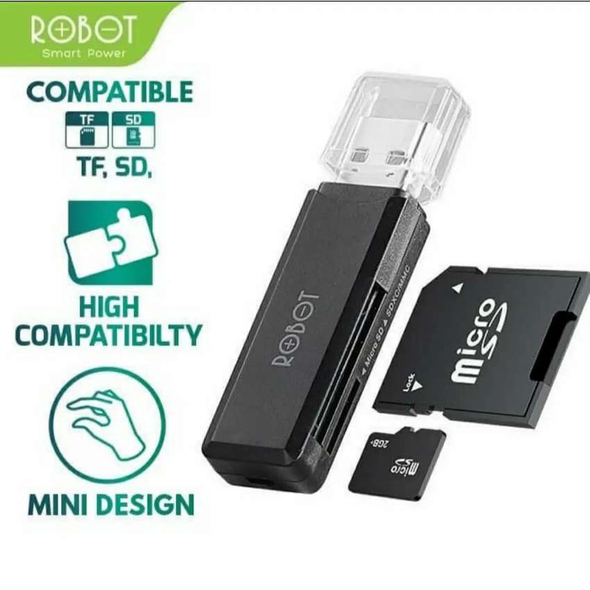 Robot CR102 Card Reader USB 3.0 SD / TF With 2 Slot Hub Super Speed