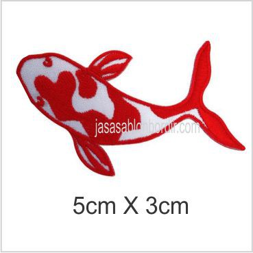 Emblem Badge Bordir Ikan Koi ukurannya : 5cm X 3cm