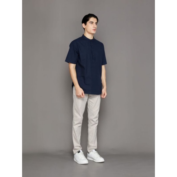 Kemeja Koko Pria Lengan Pendek Katun Linen Premium - Baju Koko Linen Basic Polos - Kemeja koko lengan pendek - Baju koko katun