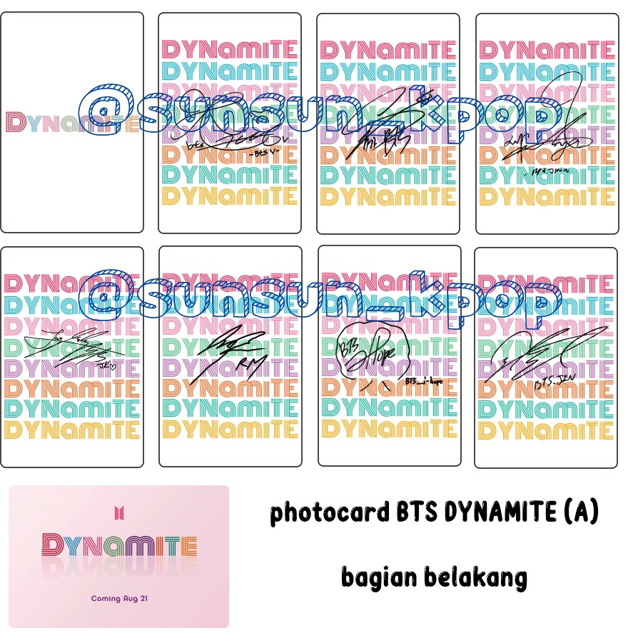 Photocard bts Bangtan Dynamite unofficial