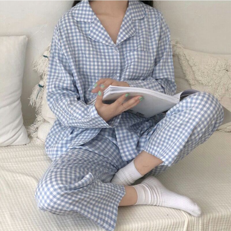KOREAN PIYAMA - GINGHAM PATTERN - PAJAMAS- KOTAK-KOTAK