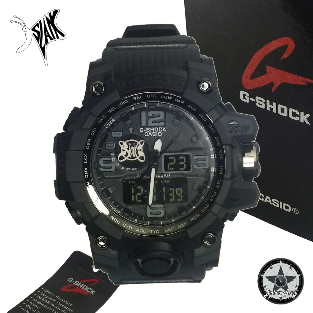 { EXCLUSIVE } JAM TANGAN SLANK DUAL TIME (FULLBLACK)