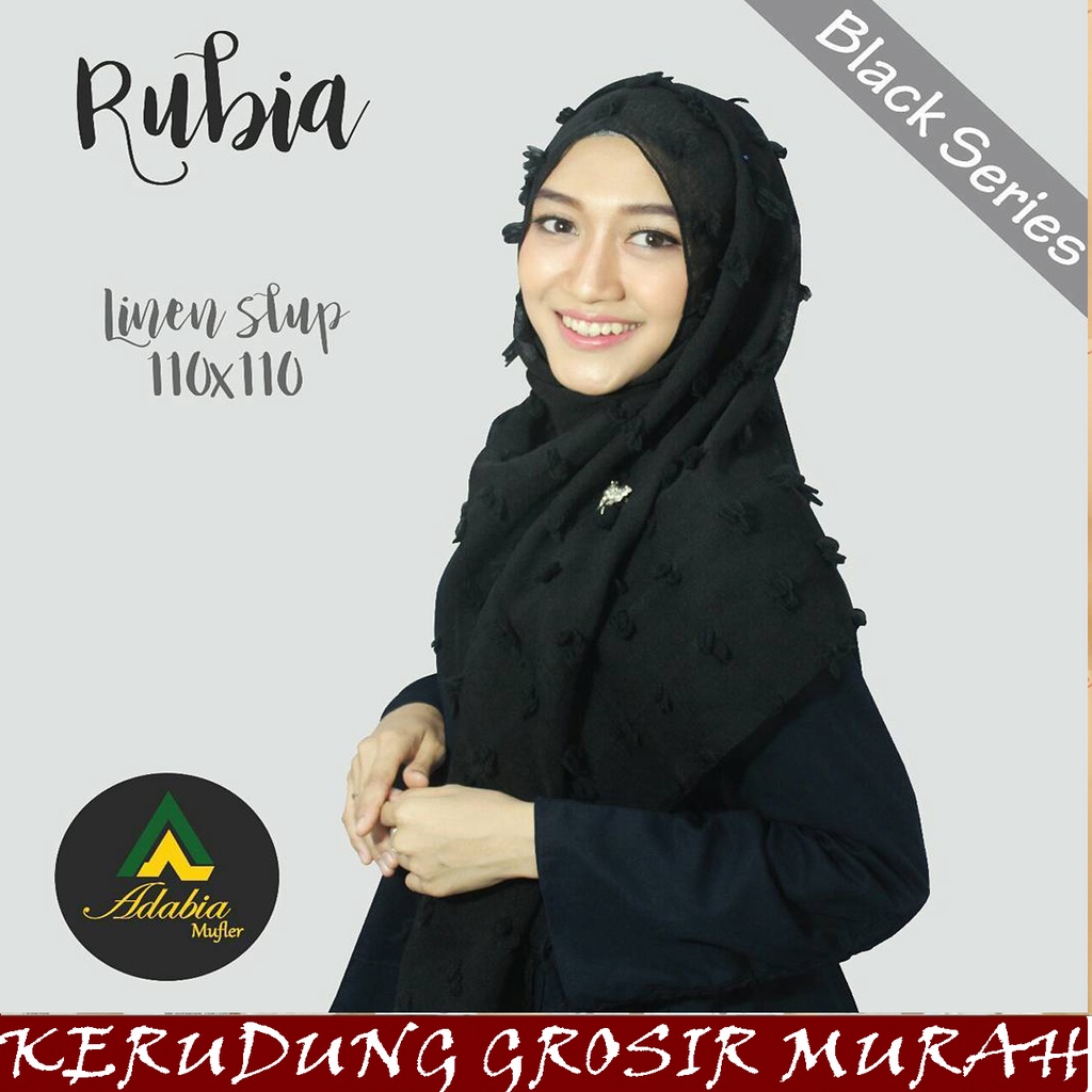 Segiempat rubiah linen khusus hitam jilbab rubiah adabia jilbab adabia polos segiempat adabia mufler
