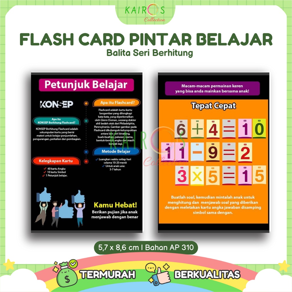 Flashcard Kartu Belajar Anak Seri Berhitung / Flash card Kartu Pintar