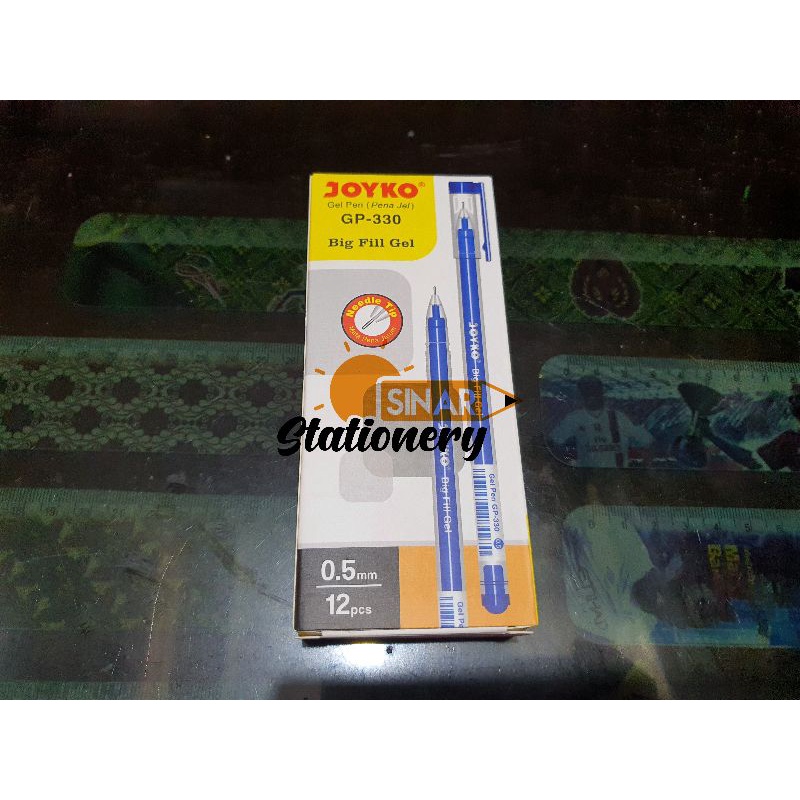 

Pulpen gel biru 0.5 gp 330 joyko 1pak isi 12pc