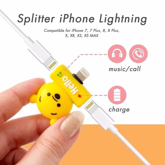 3D Karakter 2in1 Iphone Lightning Splitter / Adapter / Connector