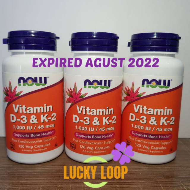 Now Foods Vitamin D3 & K2 1000IU/45mcg 120 Softgels Now Vit D3 K2 1000IU