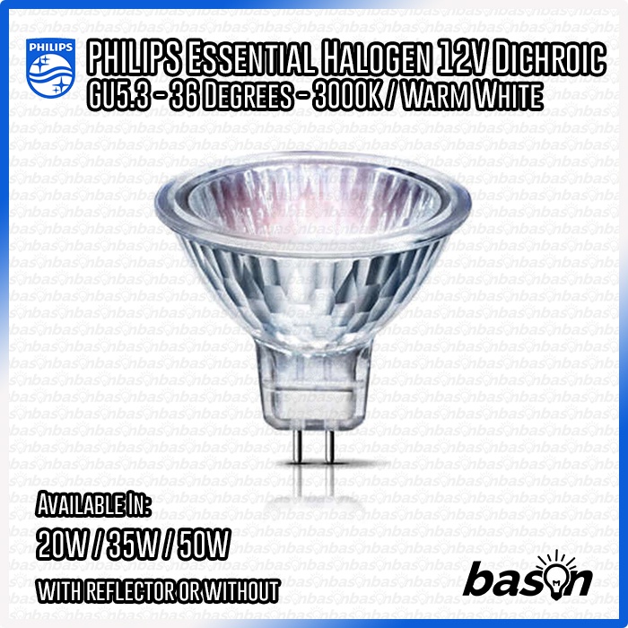 Philips Halogen spot Ess MR16 20W atau 35W atau 50W GU5.3 12V 36D