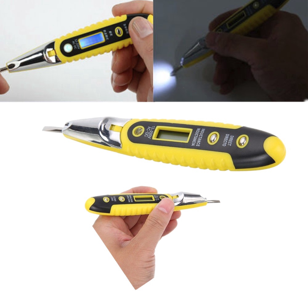 ✈【Fast/COD】✈ 12-250V LCD Digital AC / DC Non-kontak Listrik Uji Pen Detector Voltage Tester