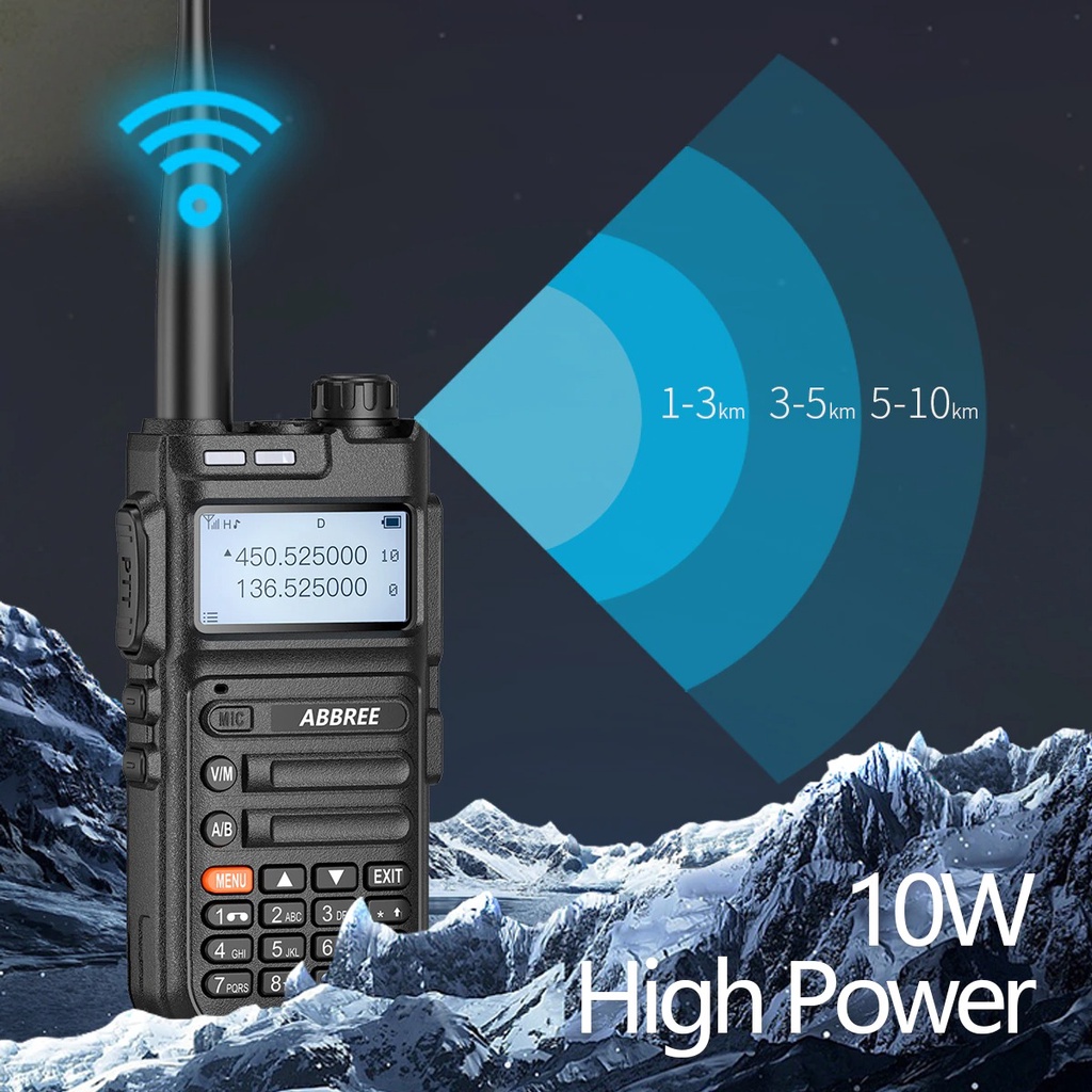 AKN88 - HT ABBREE AR-F5 Walkie Talkie Full Band 128CH Wireless Copy Frequency