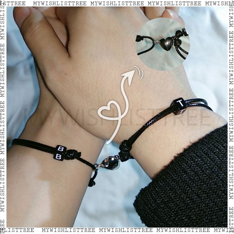 [DADU HITAM MAGNET LOVE] GELANG COUPLE MAGNET LOVE INISIAL DADU PASANGAN MURAH KEKINIAN | GELANG KOU