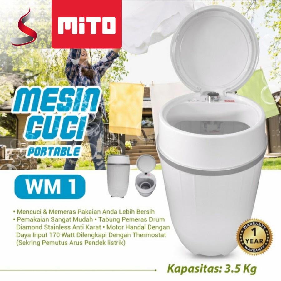 Mesin Cuci Mini Portable Mito WM1 - 3.5 KG Mesin Cuci Mini 1 Tabung