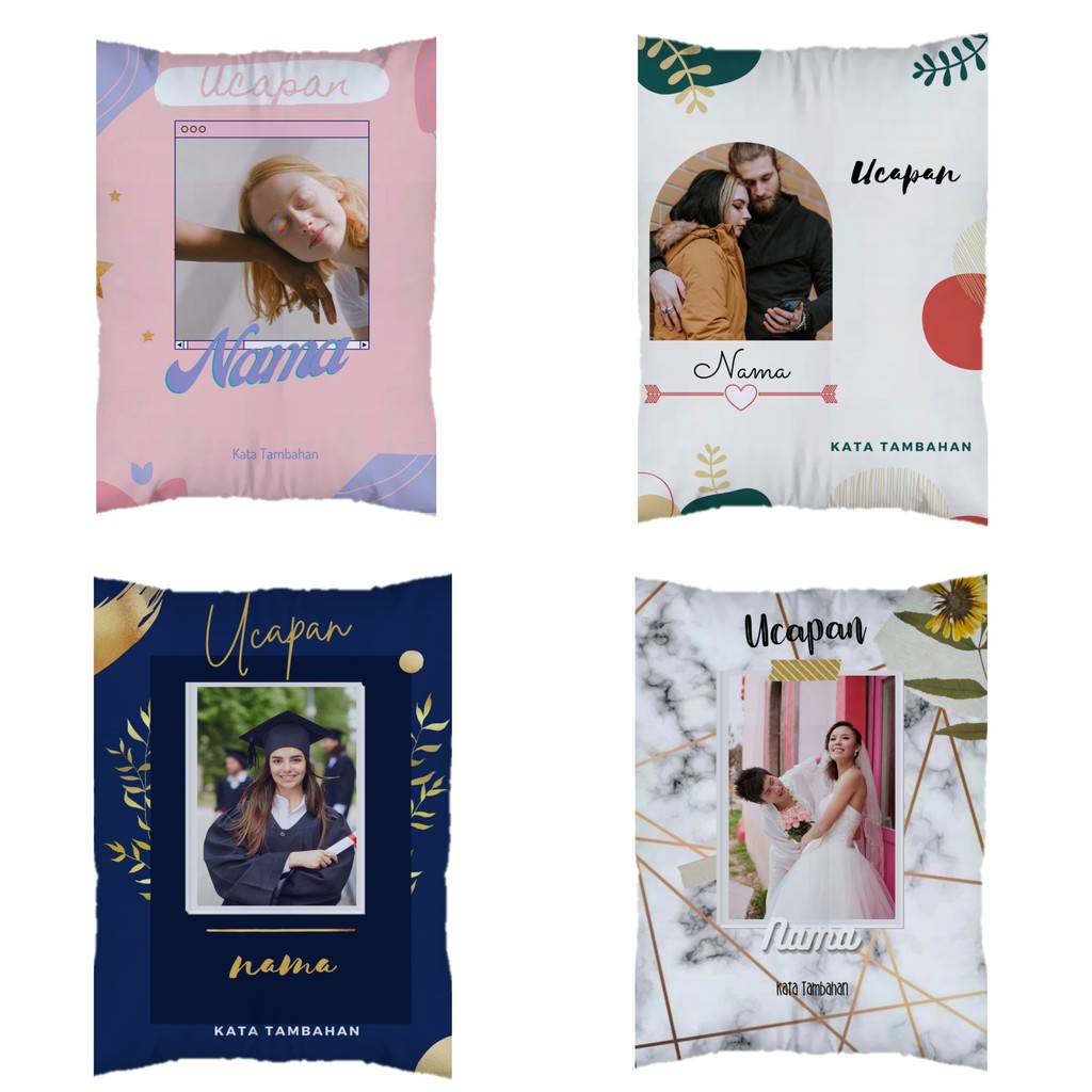 (BISA CUSTOM SENDIRI) BANTAL FOTO 2 sisi KADO WISUDA,BANTAL KADO WEDDING,BANTAL KADO  40x60 , 50x70.