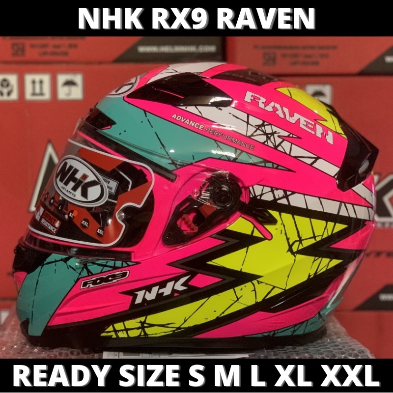 Helm NHK RX9 Raven Pink Fluo Tosca Yellow Double Visor Full Face