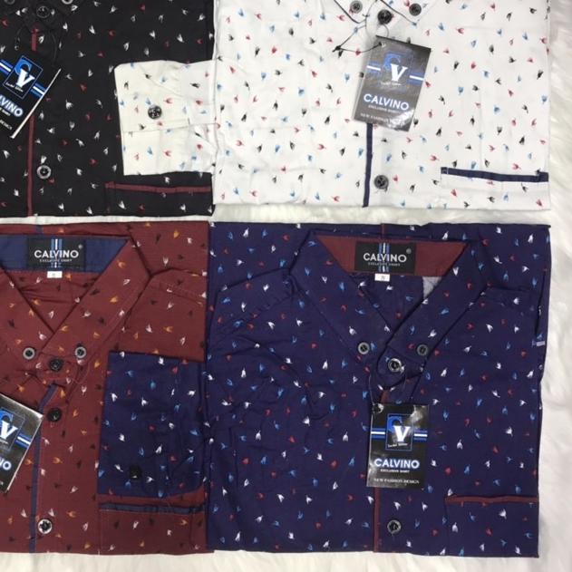 ✥ Baju Kemeja Anak Tanggung Remaja Laki-laki CALVINO usia 12-15 tahun ABG Cowok Katun Sretch Lengan 