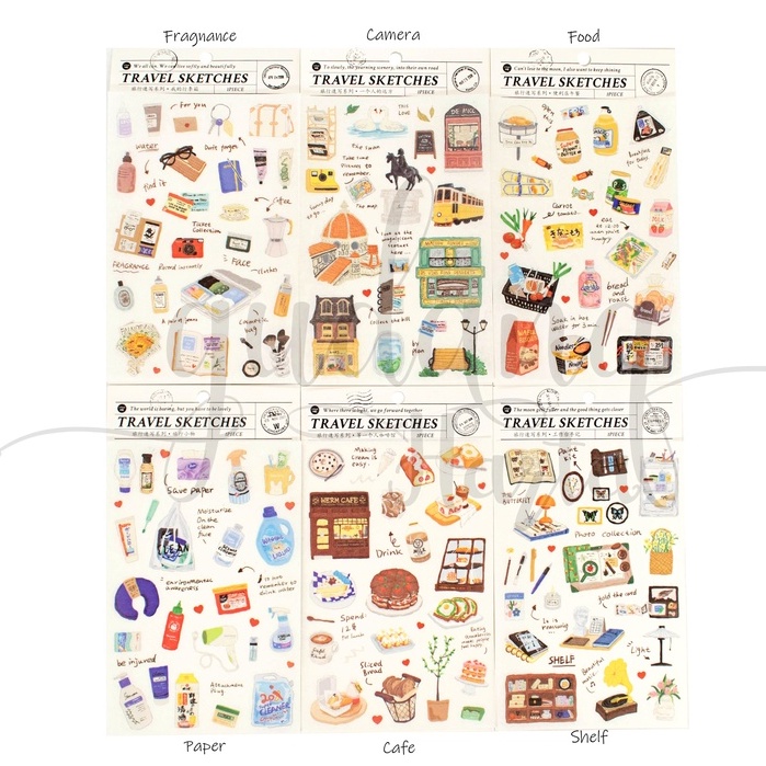 

GCC Stiker Travel Sketches Notes Motif Peralatan Travel DIY Scrapbook GCC 303076