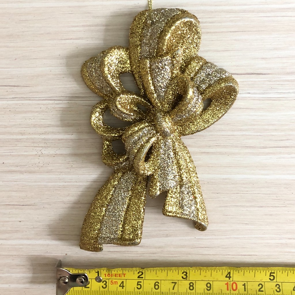 

Hiasan Natal Christmas Ornament Big Ribbon Pita Glitter Emas/Silver