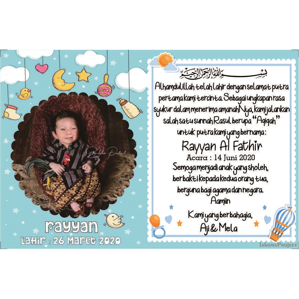 

Kartu Aqiqah ukuran 8,25 x 5,5 isi 60pcs