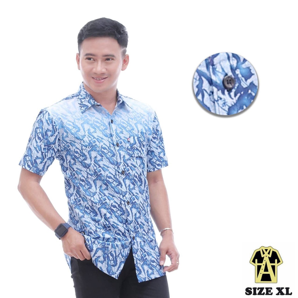 Kemeja Surfing Pria Santai Lengan Pendek Cowok Premium Distro Katun Print Motif Kemeja Pantai