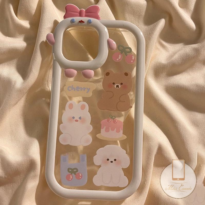 Soft Case Motif Kartun Cherry Bear Puppy 3D Untuk IPhone 7 8 6 6S Plus 14 Plus 11 12 13 14 Pro MAX XR X XS MAX SE 2020