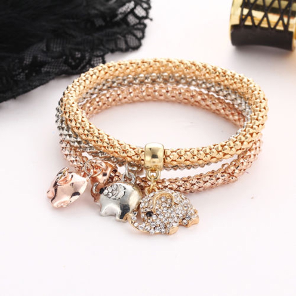 Hu Hu Hu Hu Hu Alat Bantu Pasang Kacamata♡ 3pcs / Set Gelang Liontin Pohon Burung Hantu Aksen Berlian Imitasi Untuk Wanita