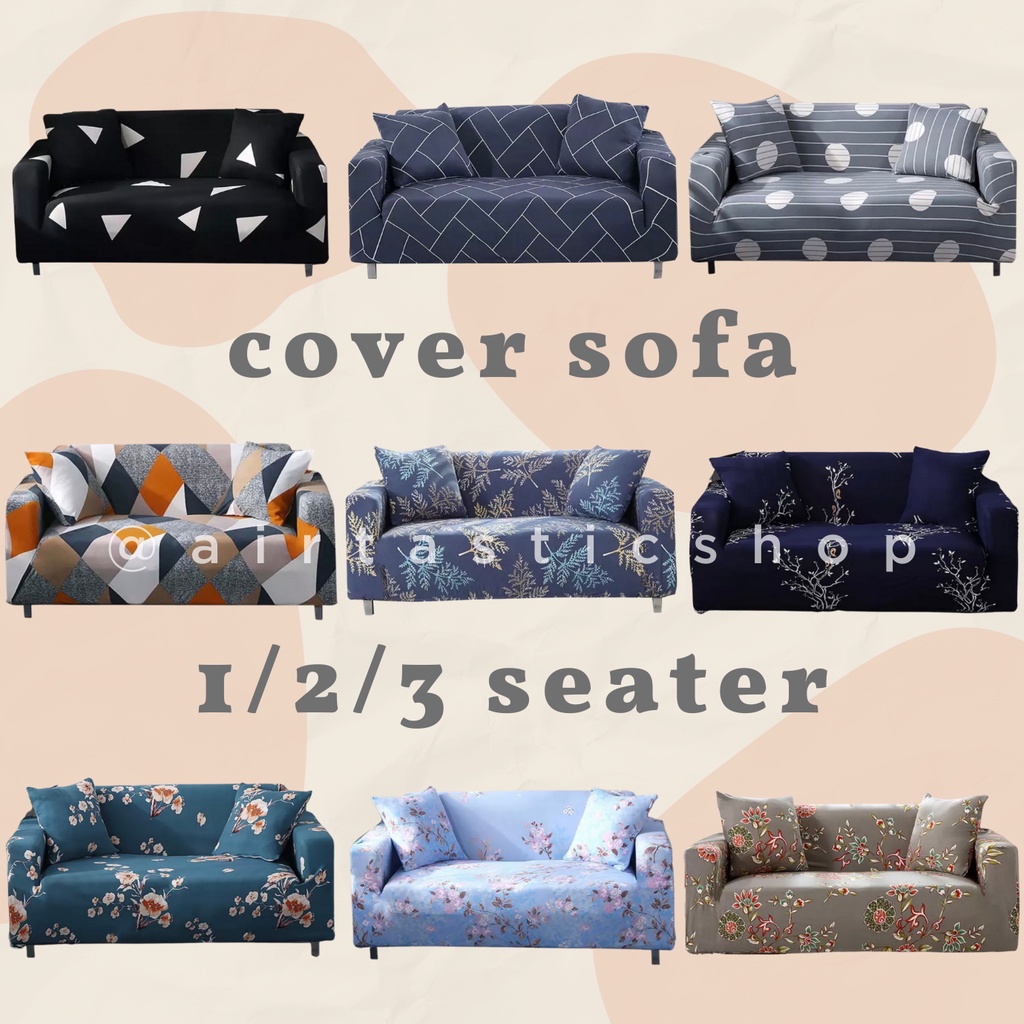 Cover Sofa 1 2 3 Seater Motif Pelindung Kursi Sarung Sofa Elastis Karet Gratis Sarung Bantal Anti Sl