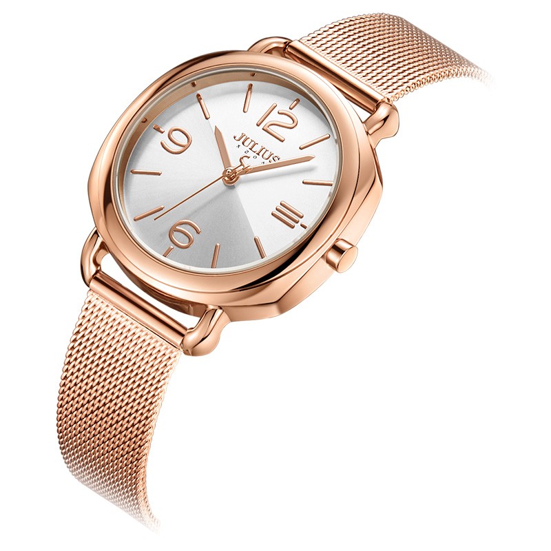 Julius JA-1191A / JA1191 Jam Tangan Wanita Korea Original Stainless steel Cantik Elegan - Rose Gold