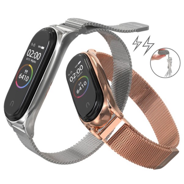 STEEL Magnetic Strap Mi Band 3 4 5 6 ​Milanese Oyster Jam Gelang Xiaomi MiBAND watch Classic Tali jamtangan smart siaomi gold silver hitam rose pink