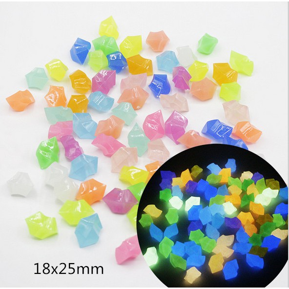 15 Pcs Manik-Manik Batu Akrilik Glow In The Dark Ukuran 18X25MM Untuk Dekorasi Taman