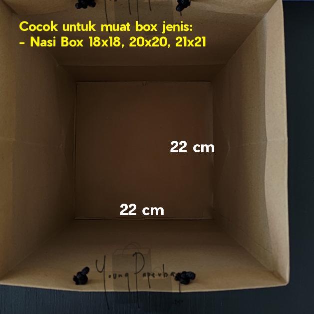 

☁ Paper Bag Kue/Nasi/Bento Box Polos Kraft Coklat 22 x 22 x 30 150GSM ☪