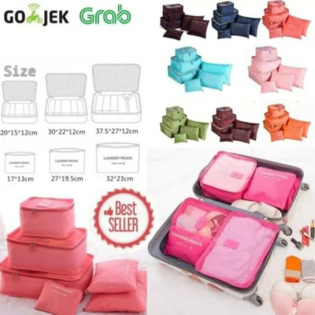 6in1 Travel Organizer Bag Laundry Bag 1set=6ukuran berbeda