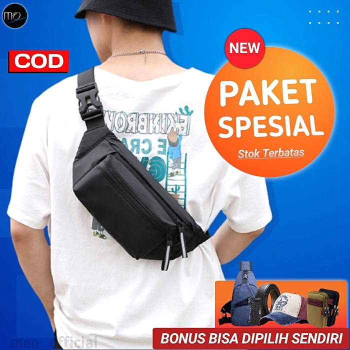 TAS SELEMPANG SAMPING WEISTBAG WAISTBAG BAHU WB PRIA COWOK LAKI WATERPROOF TERBARU IMPORT KEREN