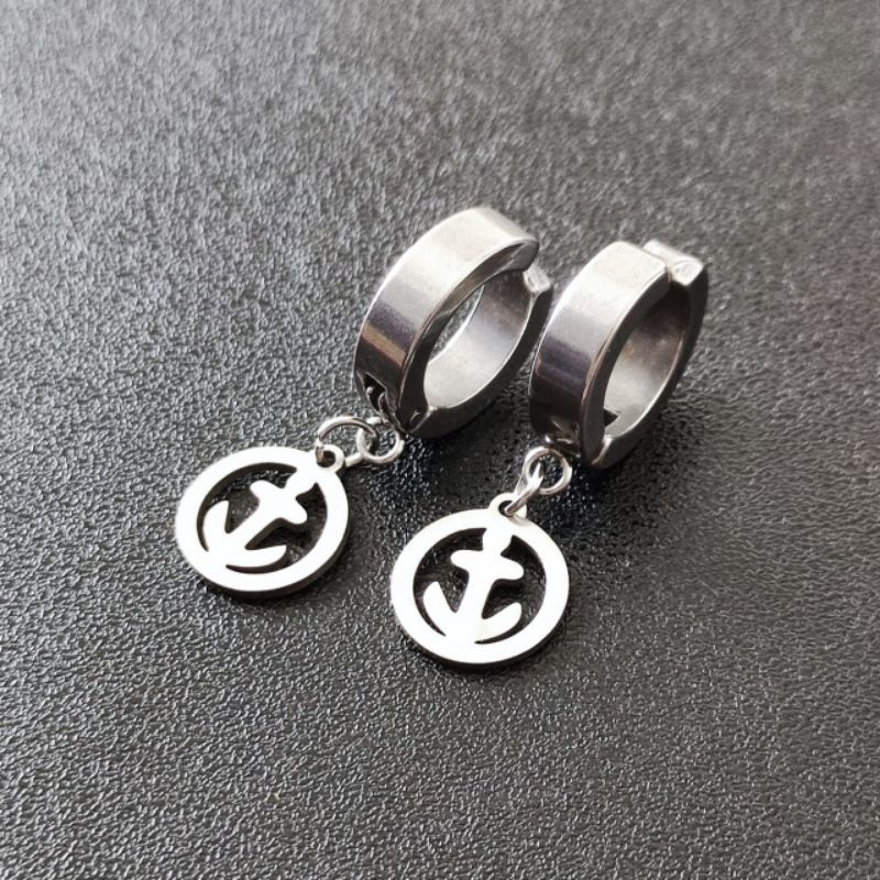 [1 Pasang] Anting-Anting Jepit Pria dan Wanita Titanium Stainless Steel