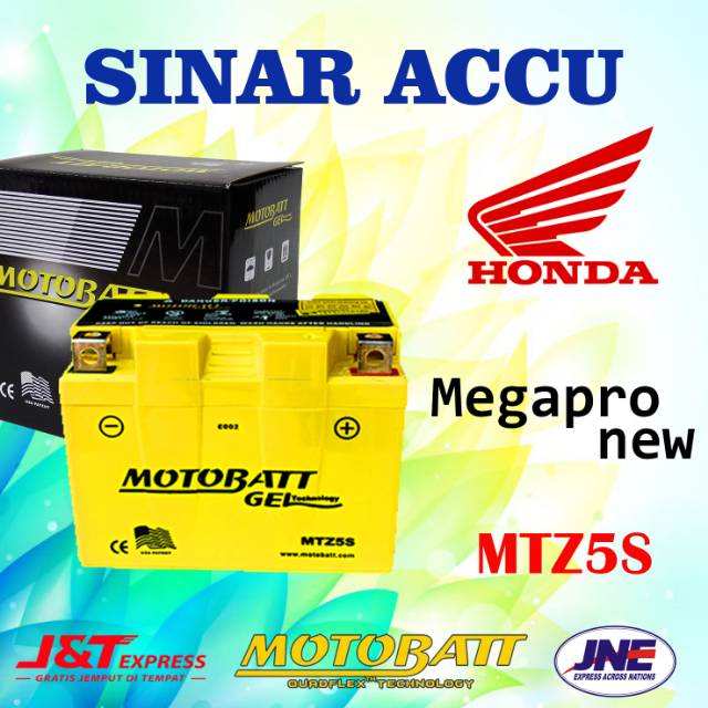 Aki motor honda new megapro motobatt mtx5s aki kering