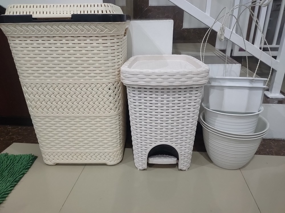 Tempat Sampah Rotan Injak Kiki  / Tong Sampah Indoor  / Keranjang Sampah Genki Market