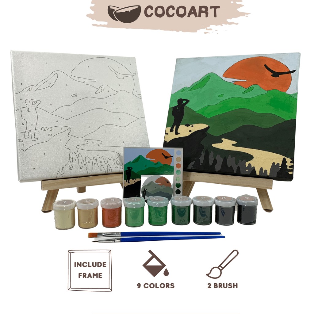 

Paint By Number Kit [ Mountain View ] - Cocoart.id I Kanvas 20 x 20 cm