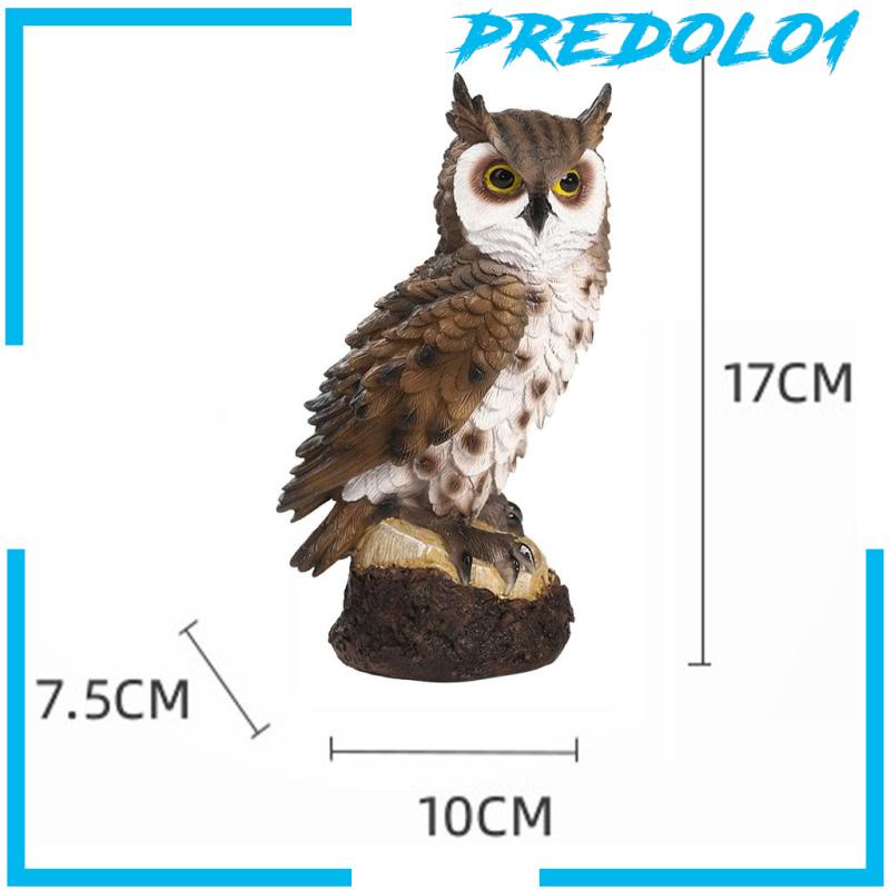 [PREDOLO1] Realistic Horned Owl Decoy Bird Scarecrow for Yard Garden Statues Ornament Brown