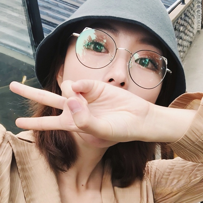 (YUZHU) Bayar di Tempat Korean Ulzzang Retro Bundar Kacamata Wanita Anti Blue Eyeglasses