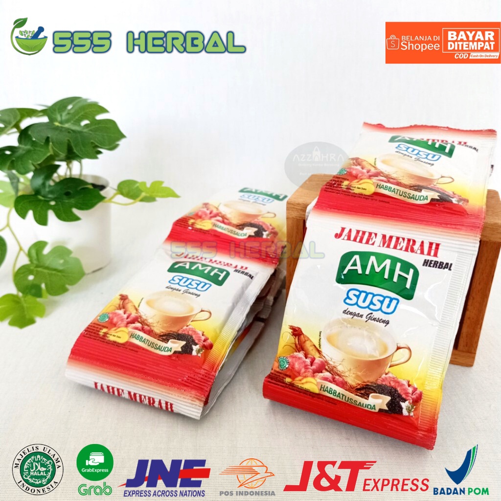 

Jahe Merah AMH Susu 1 Renceng Isi 10 Sachet dengan Susu Ginseng dan Habbatussauda