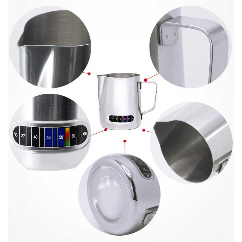 (100% BARANG ORI) Leeseph Teko Kopi Milk Jug Espresso Latte Art 580ml with Thermometer